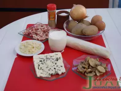 Receta Pastel de patatas, beicon, champiñones y roquefort