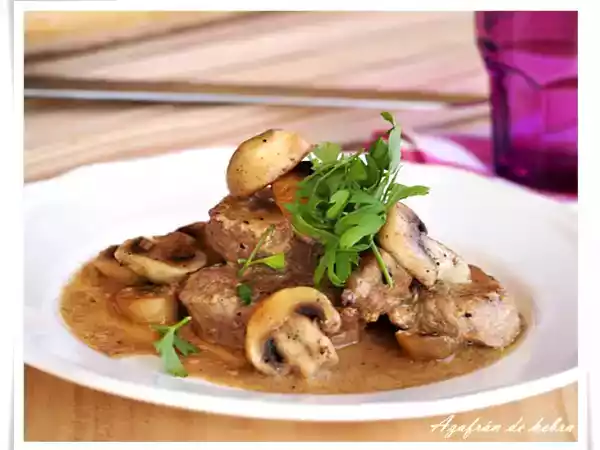 Receta Solomillo de cerdo con champiñones