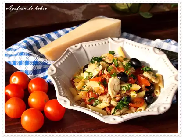 Receta Macarrones con champiñones y bacón