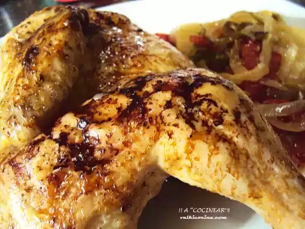 Receta Coquelet o pollo tomatero al horno con guarnición