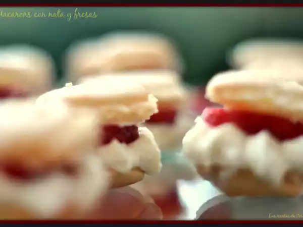 Receta Macarons con nata y fresas