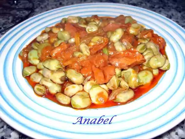 Receta Habas con calamares a la americana