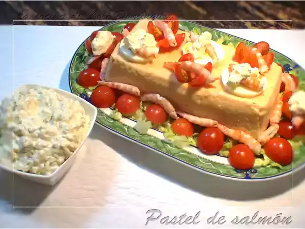 Receta Pastel se salmón y gambas con salsa tártara