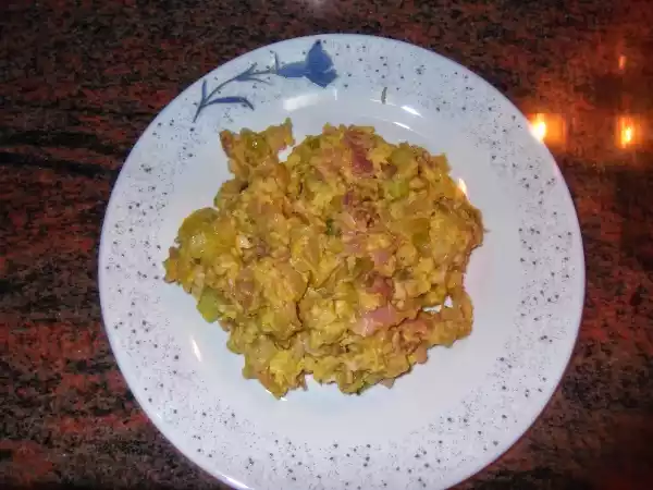 Receta Revuelto de calabacines y jamon york