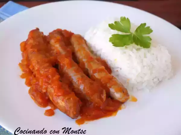 Receta Salchichas con salsa de tomate