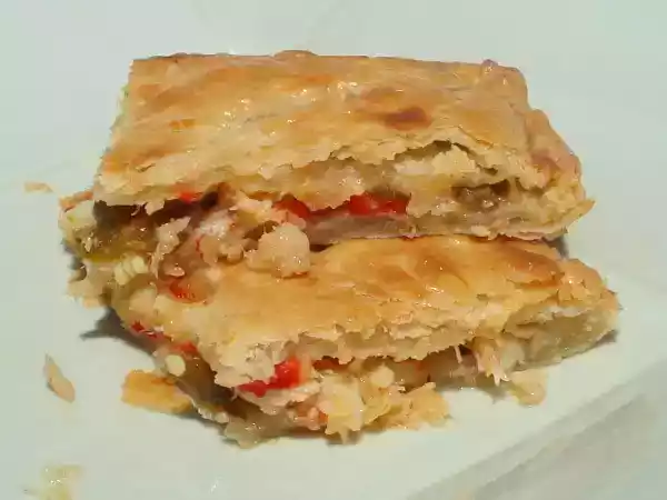 Receta Hojaldre de bacalao con pimientos