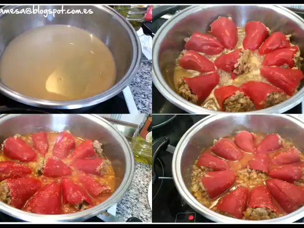 Receta Pimientos del piquillo rellenos de carne y berenjena