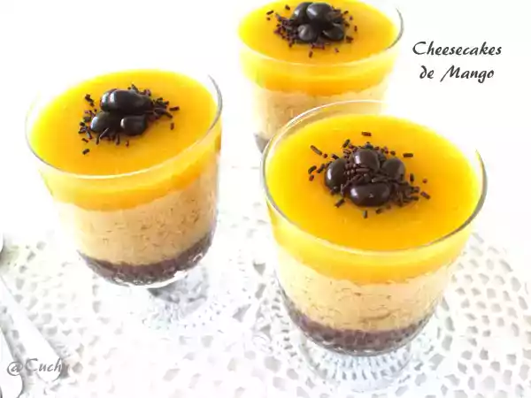 Receta Cheesecakes de mango y coco sin horno