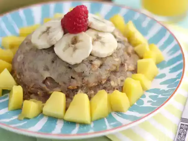 Receta Bowl cake de plátano con mango