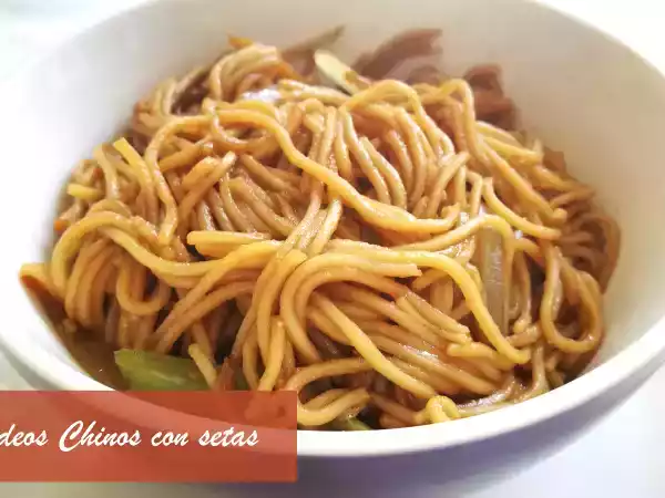Receta Fideos chinos con setas