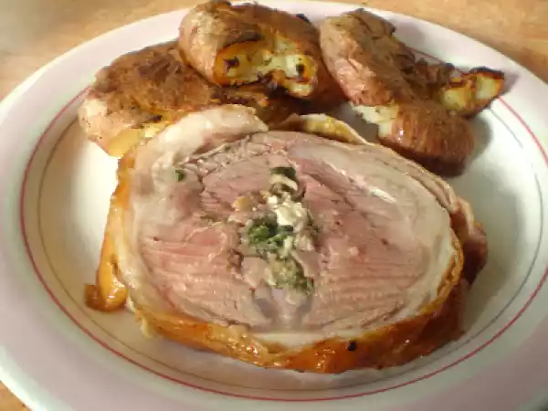 Receta Silla de cordero rellena al horno