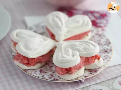 Receta Vacherin de merengue con sorbete fresa san valentin
