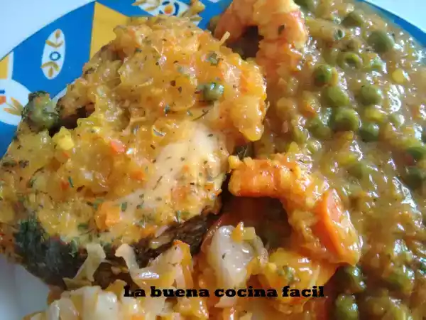 Receta Rodajas de merluza con langostinos