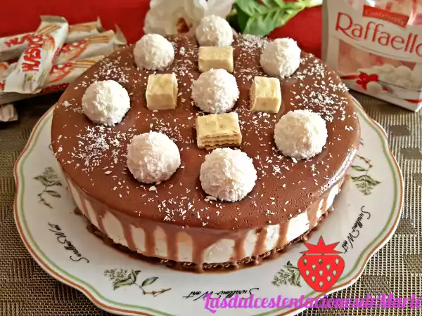 Receta Tarta de natillas de coco con baño de chocolate