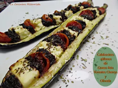Receta Calabacines rellenos de queso feta tomates cherrys y olivada