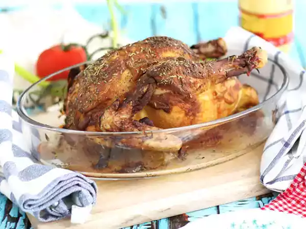 Receta Pollo asado a la mostaza con hierbas