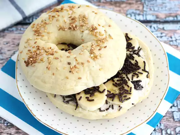 Receta Bagel de chocolate y plátano