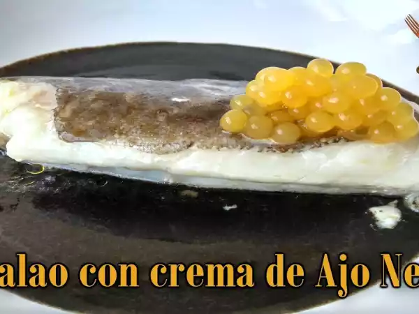 Receta Bacalao con crema de ajo negro