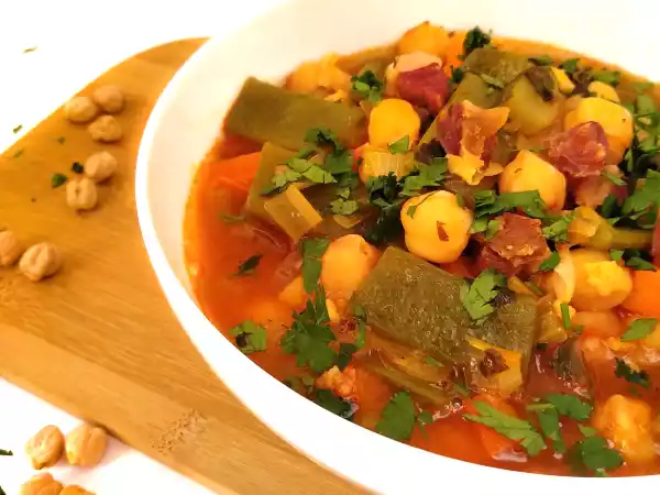 Receta Guiso de garbanzos con verduras