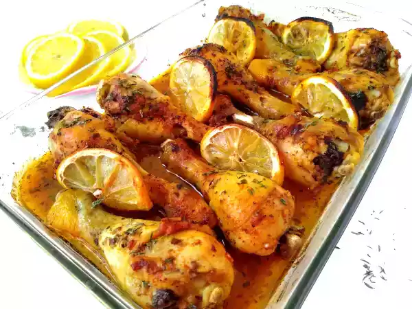 Receta Muslos de pollo asados con limón, orégano y ajo {receta griega}