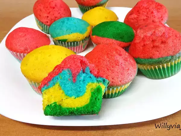 Receta Magdalenas arcoiris