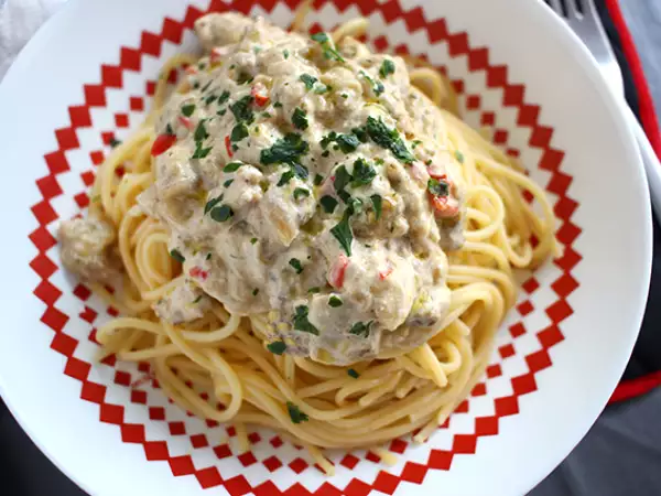 Receta Espaguetis con carbonara de berenjena