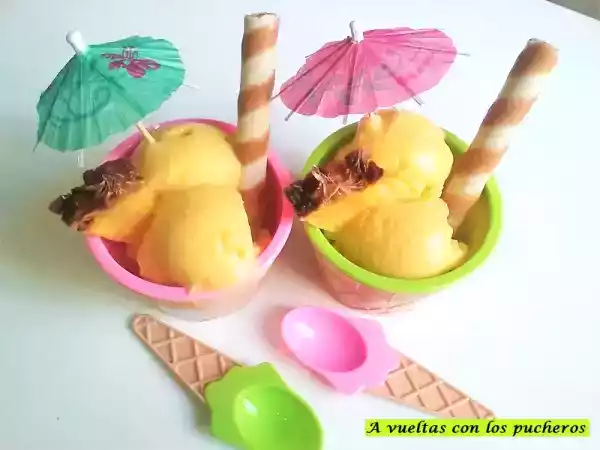 Receta Helado cremoso de piña y mango
