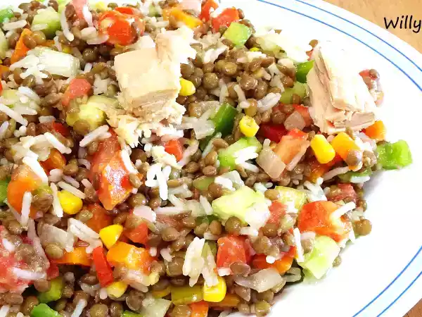 Receta Ensalada de lentejas y arroz basmati