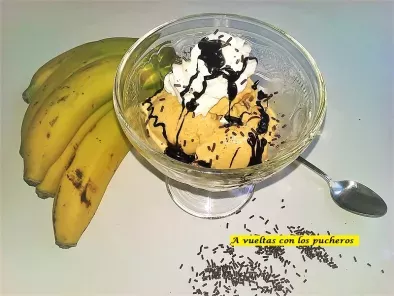 Receta Helado de plátano, coco y chocolate