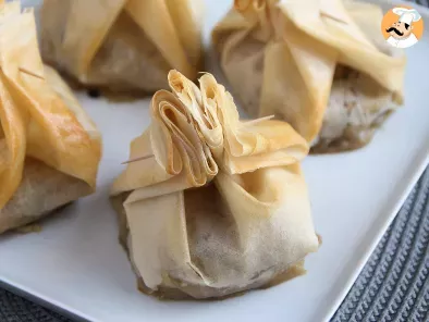 Receta Saquitos crujientes de setas, queso brie y pera