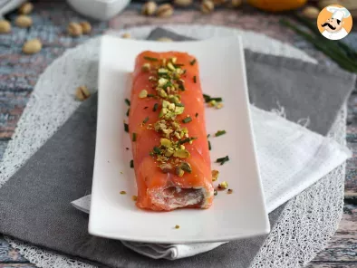 Receta Tronco de salmón con queso ricotta y pistachos
