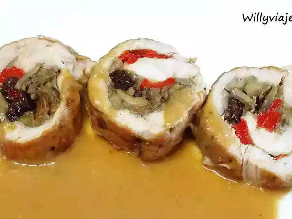 Receta Pechugas rellenas con salsa de castañas