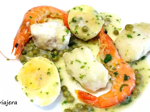 Receta Rape en salsa con langostinos
