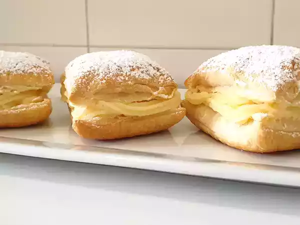 Receta Miguelitos con crema pastelera