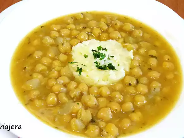 Receta Garbanzos con brandada de bacalao
