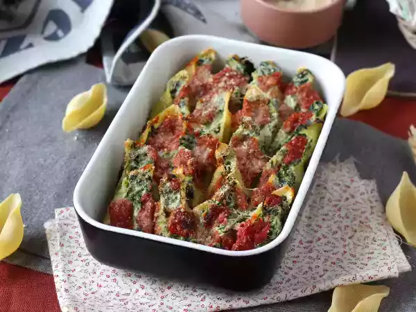 Receta Conchiglioni relleno de espinacas y ricotta