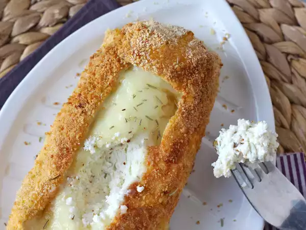 Receta Rulo de queso de cabra empanado en freidora de aire, una idea sencilla con muy buen resultado