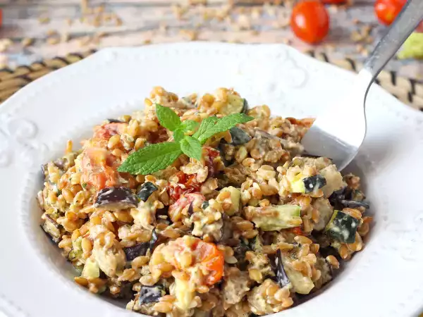 Receta Ensalada cremosa de espelta con verduras asadas