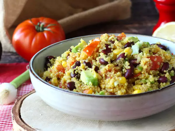 Receta Ensalada proteica de quinoa con alubias rojas y maíz dulce