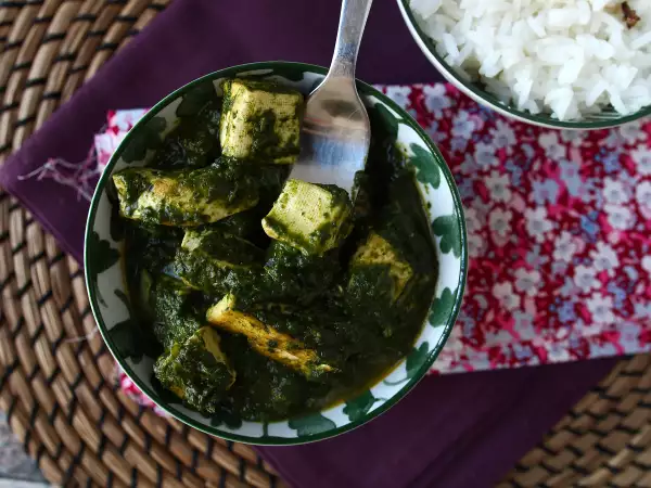 Receta Palak tofu: curry indio con espinacas y tofu
