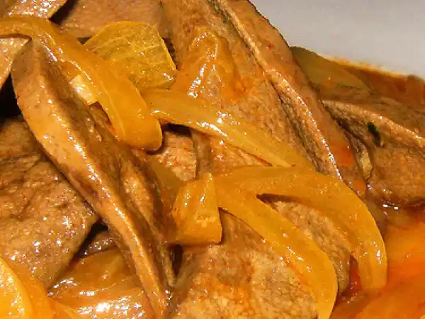 Receta Hígado encebollado al brandy
