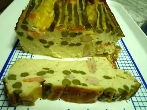 Receta Pastel de esparragos y langostinos