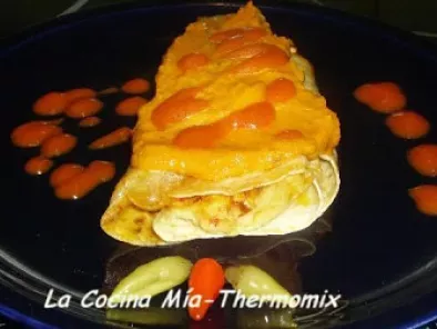 Receta Fajitas de pollo con salsa de pimientos amarillos - thermomix