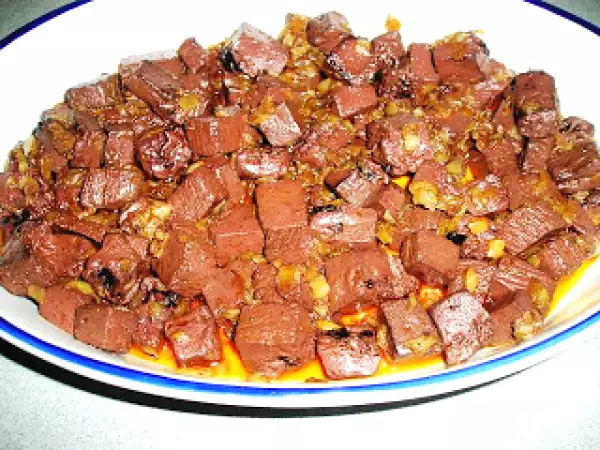 Receta Sangre encebollada