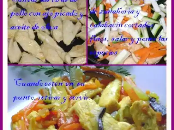 Receta Tiritas de pollo salteadas con verduras al ras el hanout