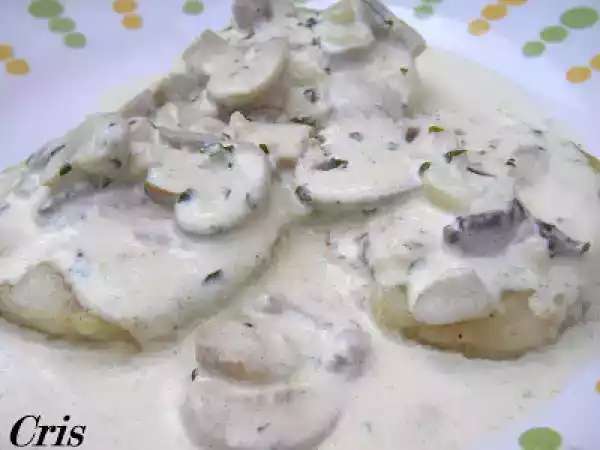 Receta Merluza con crema de champiñones.