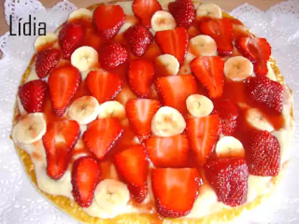 Receta Tarta de fresas y platano