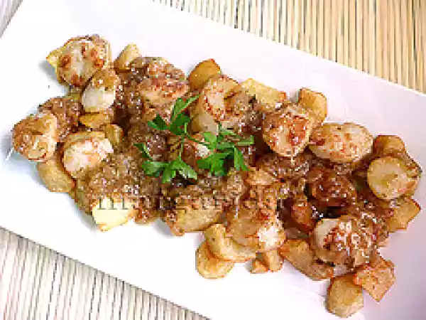 Receta Revuelto de patatas con vieiras