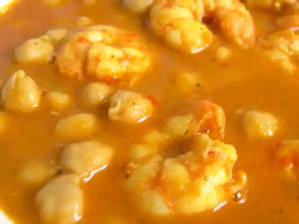Receta Garbanzos con gambas estofados
