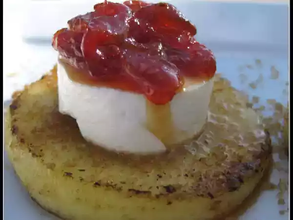 Receta Montadito de manzana y oro rojo